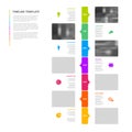 Simple vertical timeline process infographic with color blocks and photo placeholders Royalty Free Stock Photo