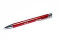 Simple view of a red pen, on a white background.
