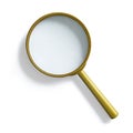 Simple vintage brass magnifying glass isolated