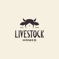 Simple vintage cows with home logo design vector graphic symbol icon illustration creative idea