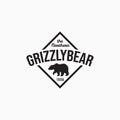 Simple vintage grizzly bear emblem vector illustration design