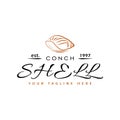 Conch shell logo design concept line art. Dried conch shell classic logo inspiration Royalty Free Stock Photo