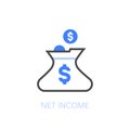 Simple visualised net income symbol