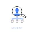 Simple visualised sourcing icon symbol