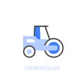 Simple visualised steamroller icon symbol