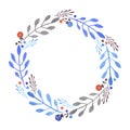 Simple watercolor floral wreath