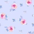Simple watercolor seamless backgound with roses