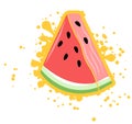 Simple watermelon triangle with yellow splash, vector illustration