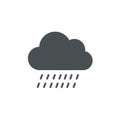 A simple weather icon depicts a dark gray cloud with rain falling from it. The cloud Royalty Free Stock Photo