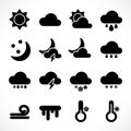 Simple weather icons set black Royalty Free Stock Photo