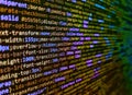 Simple website HTML code with colorful tags in browser view on dark background. Abstract source code background. Coding programmer Royalty Free Stock Photo