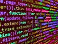 Simple website HTML code with colourful tags in browser view on dark background. Information technology website coding standards Royalty Free Stock Photo