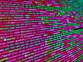 Simple website HTML code with colourful tags in browser view on dark background. Mining Cryptocurrency process program on display Royalty Free Stock Photo