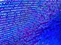 Simple website HTML code with colourful tags in browser view on dark background. PHP development, software site code. Software Royalty Free Stock Photo