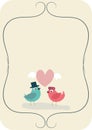 Simple wedding card with two birds in love