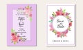 Simple Wedding Invitation Template Design With Watercolor Floral Wreath for Background Royalty Free Stock Photo