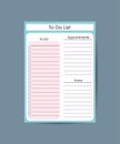 Simple weekly planner pink white with daily routine , priorities, to do list and notes table template vector