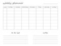 Simple weekly planner on a wihgt background Royalty Free Stock Photo