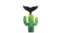 Simple whale shape and intricate cactus design create a striking Royalty Free Stock Photo