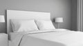 Simple White Bedroom Interior, Bed with Pillows, Bedside Table, Lamps, and Window. 3D Rendering. Royalty Free Stock Photo