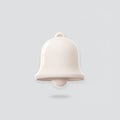 A simple white bell icon with a smooth, glossy finish and rounded edges. It has a clas Royalty Free Stock Photo