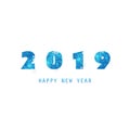 Simple White and Blue New Year Card, Cover or Background Design Template - 2019 Royalty Free Stock Photo