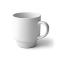 Simple white ceramic coffee mug with handle isolated studio shot isolated on white background Royalty Free Stock Photo