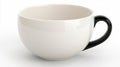 Simple white ceramic cup with black handle standing on white background Royalty Free Stock Photo