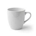 A simple white ceramic mug with a smooth surface and a curved handle Royalty Free Stock Photo