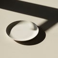 A simple white ceramic plate rests Royalty Free Stock Photo