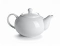 Simple White Ceramic Teapot with Lid and Handle on White Background Royalty Free Stock Photo