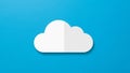 A simple white cloud icon is displayed against a solid blue background Royalty Free Stock Photo