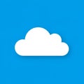 A simple white cloud icon, with a rounded shape, is centered against a solid blue Royalty Free Stock Photo