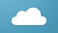 A simple white cloud illustration on a solid blue background Royalty Free Stock Photo