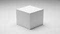 Simple White Cube on a Light Gray Background geometric shape Royalty Free Stock Photo