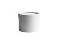 Simple white cylindrical paper packaging container with a lid isolated on white background Royalty Free Stock Photo