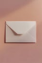 A simple white envelope sits on a bright pink background Royalty Free Stock Photo
