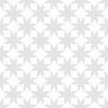 Simple white and gray vector geometric seamless pattern with flower shapes, grid Royalty Free Stock Photo