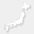 Simple white Japan map on gray background, vector, illustration, eps 10 file