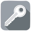 Simple White Key Icon on a Gray Rounded Square with Soft Shadow, Minimalist Design Royalty Free Stock Photo