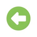 Simple white left arrow icon inside a solid green circle on a white background Royalty Free Stock Photo
