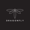Simple white line art dragonfly logo design Royalty Free Stock Photo