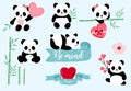 Simple white panda character with heart.Vector illustration character doodle cartoon Royalty Free Stock Photo