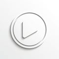 Simple white play button icon with subtle shadow and gradient circles on light background Royalty Free Stock Photo
