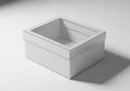 A simple white, rectangular cardboard box with an open top is Royalty Free Stock Photo
