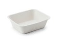 Simple white rectangular disposable food container with rounded corners on a white background Royalty Free Stock Photo
