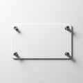 Minimalist white rectangle mounted on wall with screws Royalty Free Stock Photo