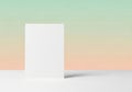 Minimalist white rectangular object casting a soft shadow on a gradient background Royalty Free Stock Photo
