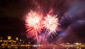 Simple white and red fireworks | Quebec City Royalty Free Stock Photo