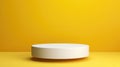 A simple white round object on a bright yellow surface. Suitable for various design projects Royalty Free Stock Photo
